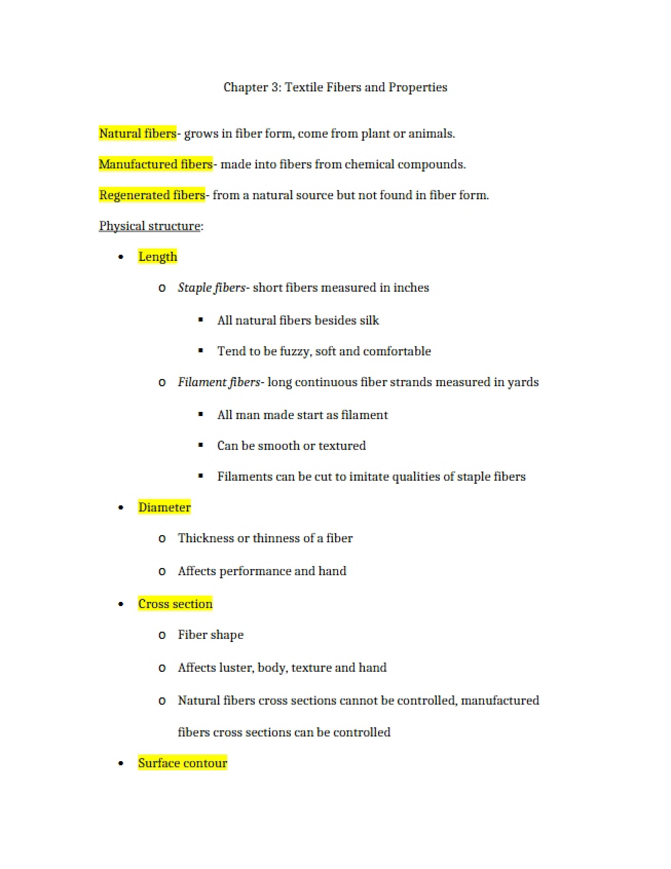 Properties of Textile Fibers (Ch. 3)