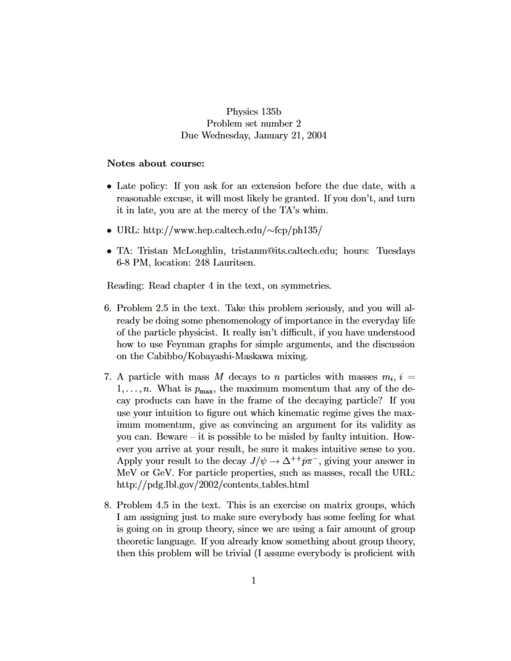 Problem Set Two