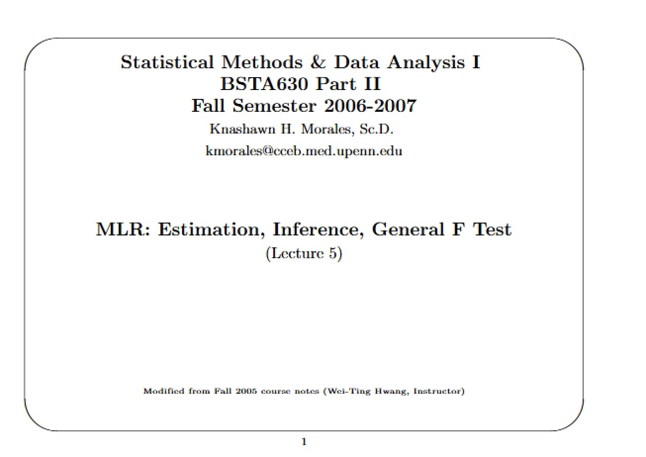 General F Test and Estimation Inference