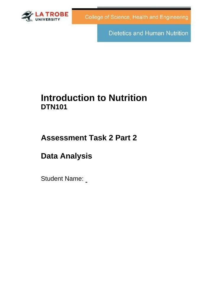 Analyzing Dietary Intake - A Study on Food