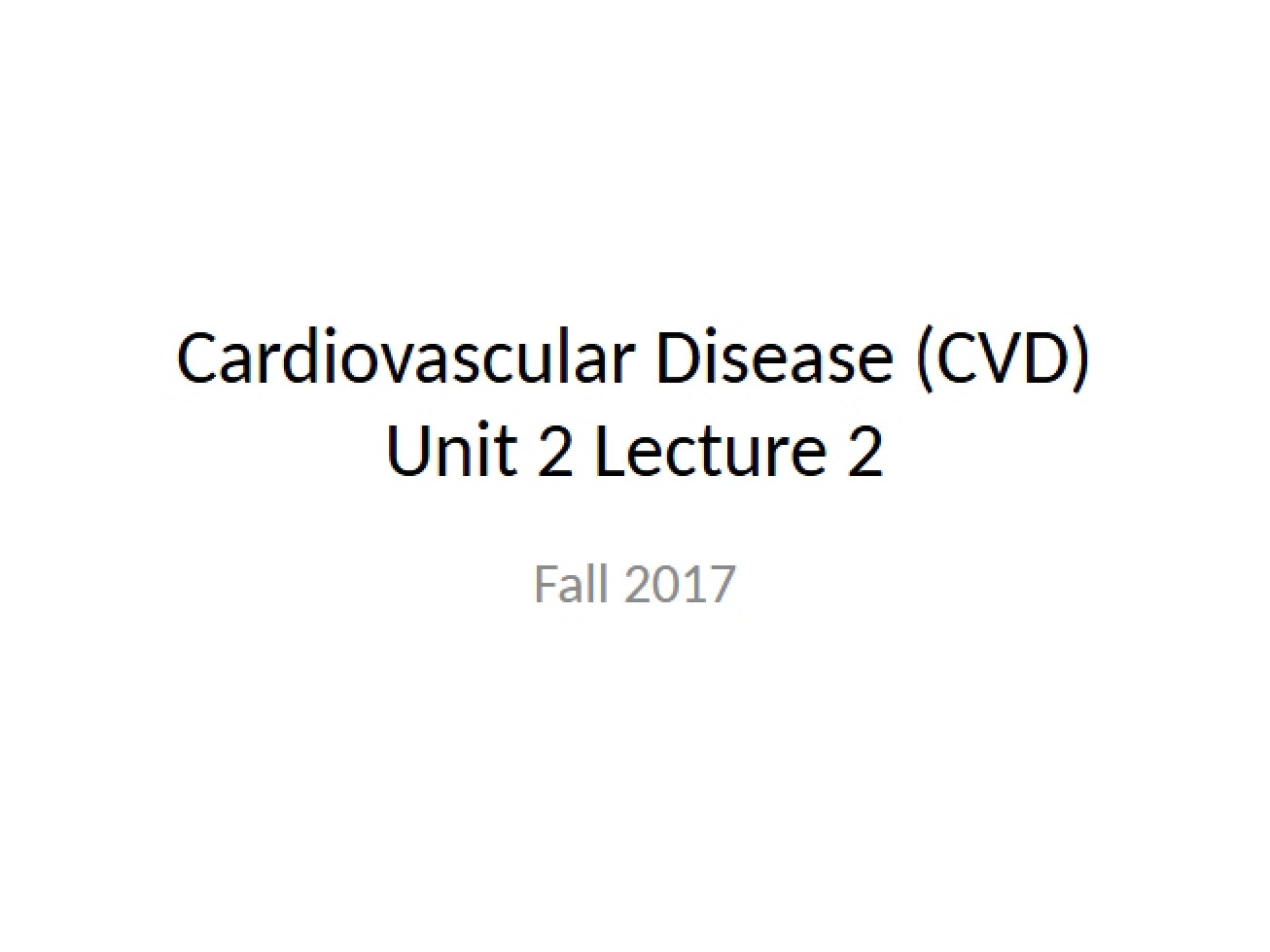 Cardiovascular Disease Overview