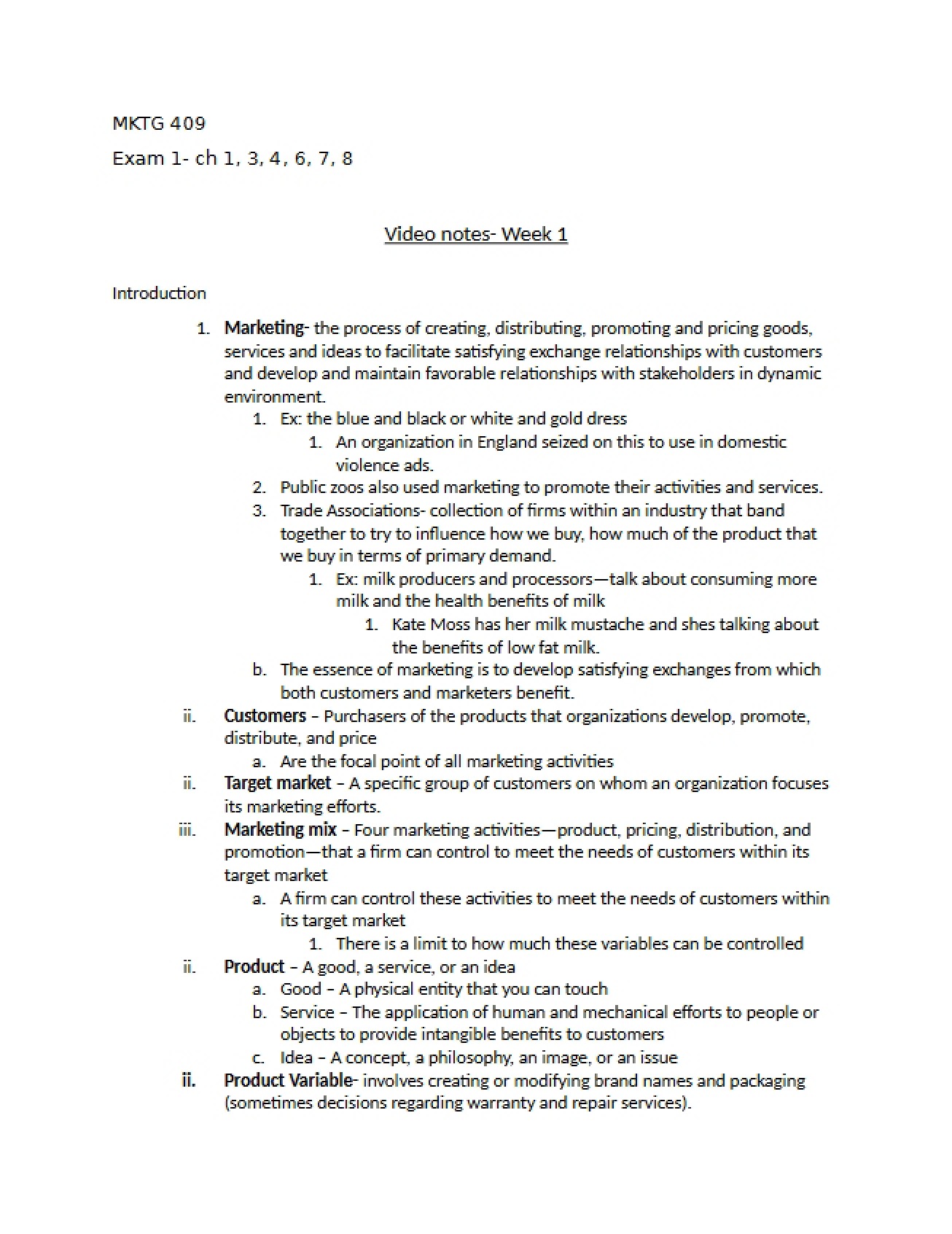 Exam One Notes