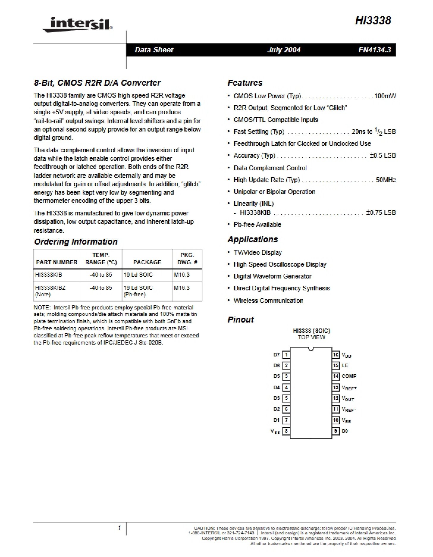 Datasheet for HI3338
