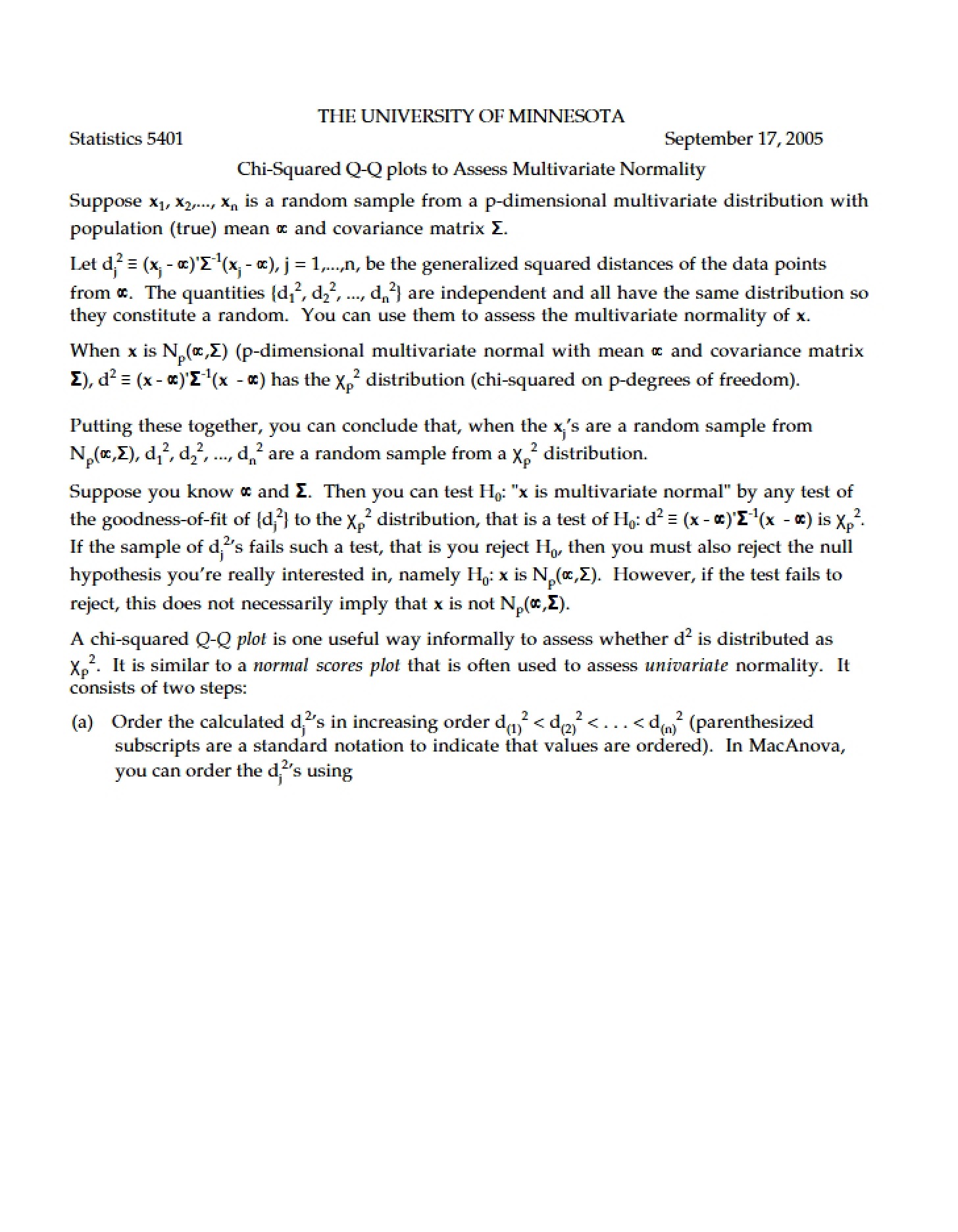 Assessing Multivariate Normality via Chi-Squared Q-Q Plots