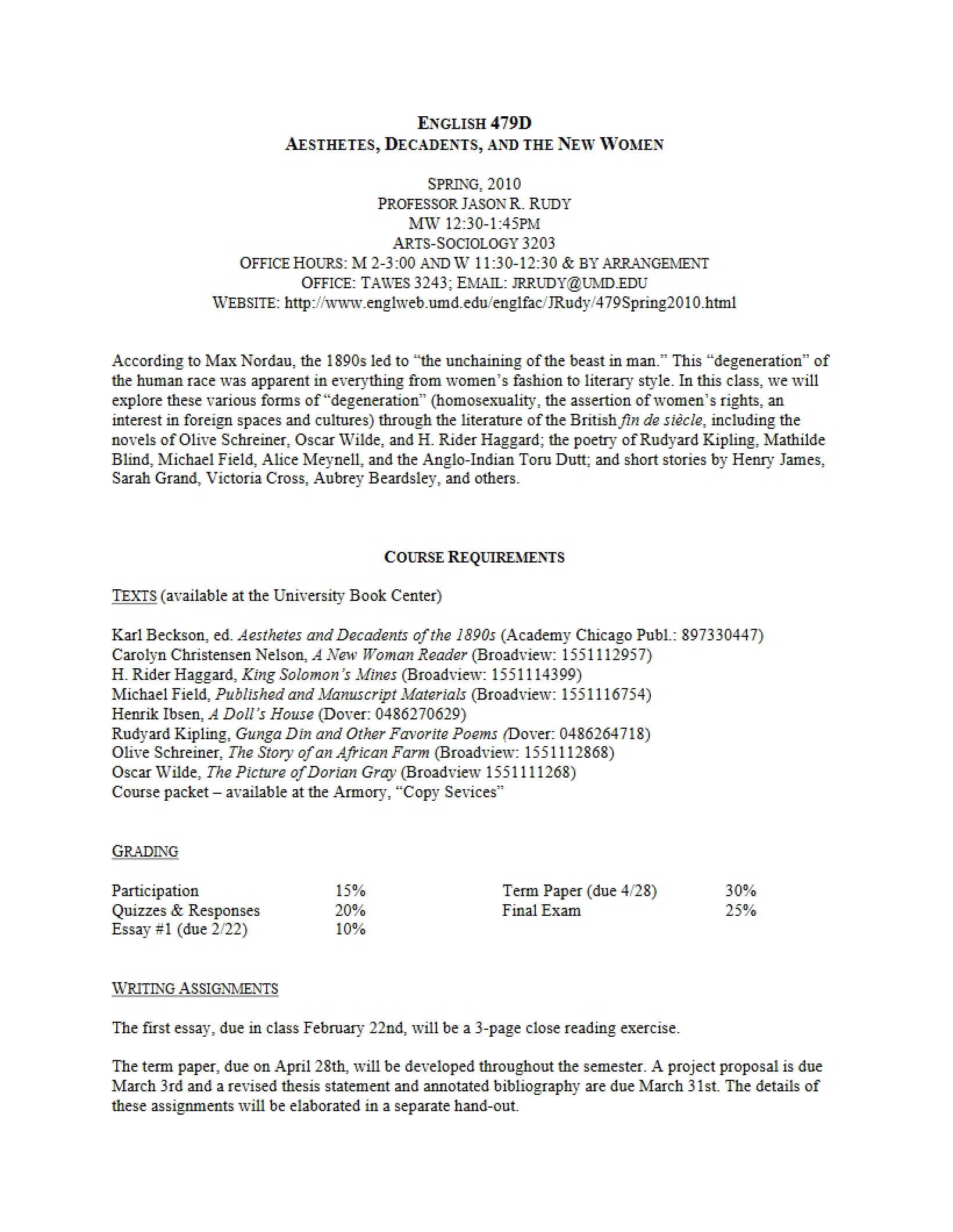 Course Syllabus