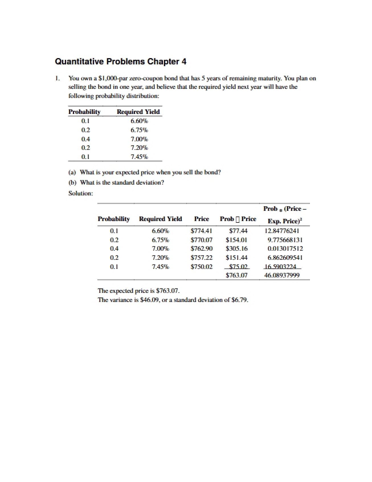 Quantitative Problems from Chapter 4