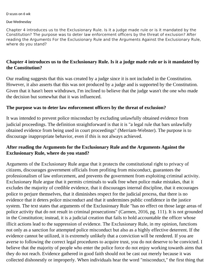 The Exclusionary Rule - Judge-Made Law