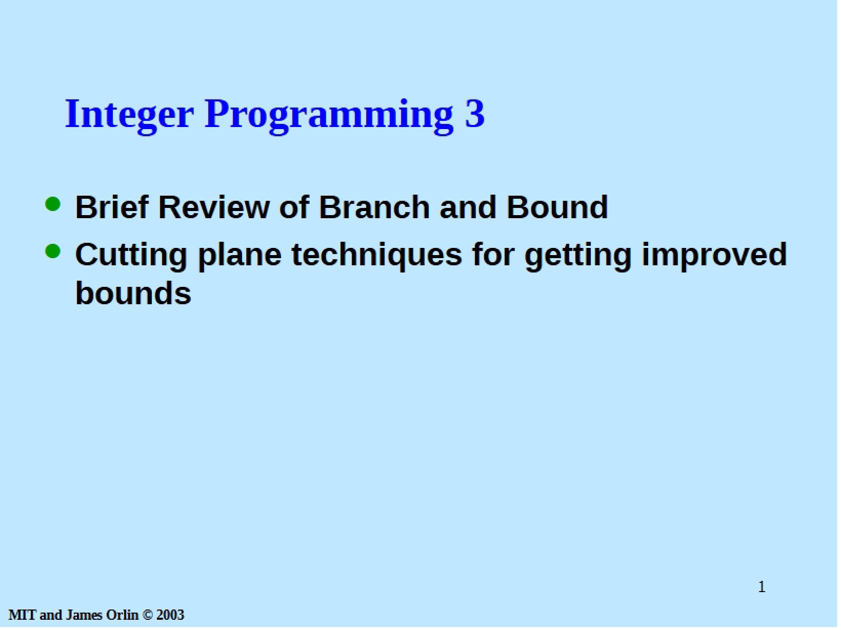 Third Integer Programming Module