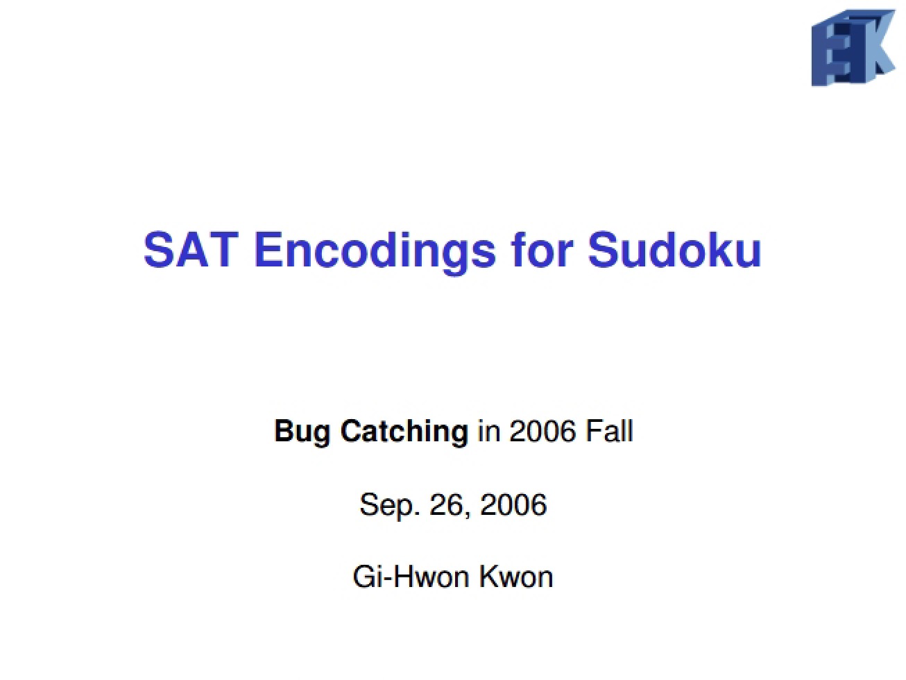 Sudoku SAT Encodings