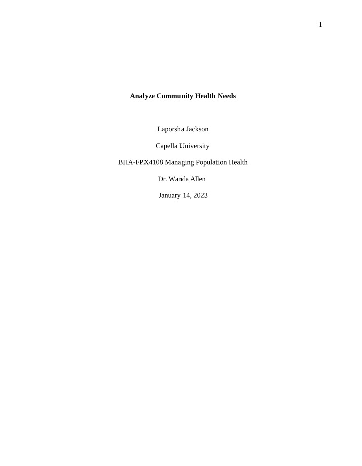 BHA-FPX4108 Assessment 1-2 - Jackson, Laporsha