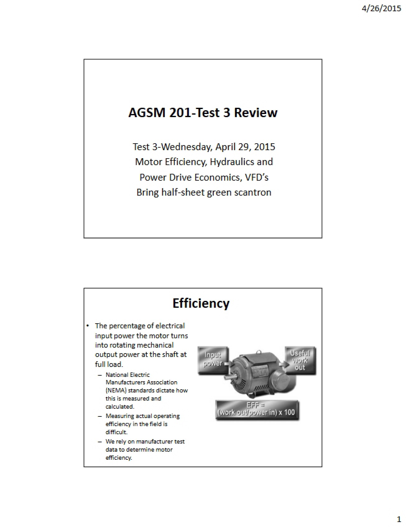 Review for the Third Test on Farm Tractors and Power Units