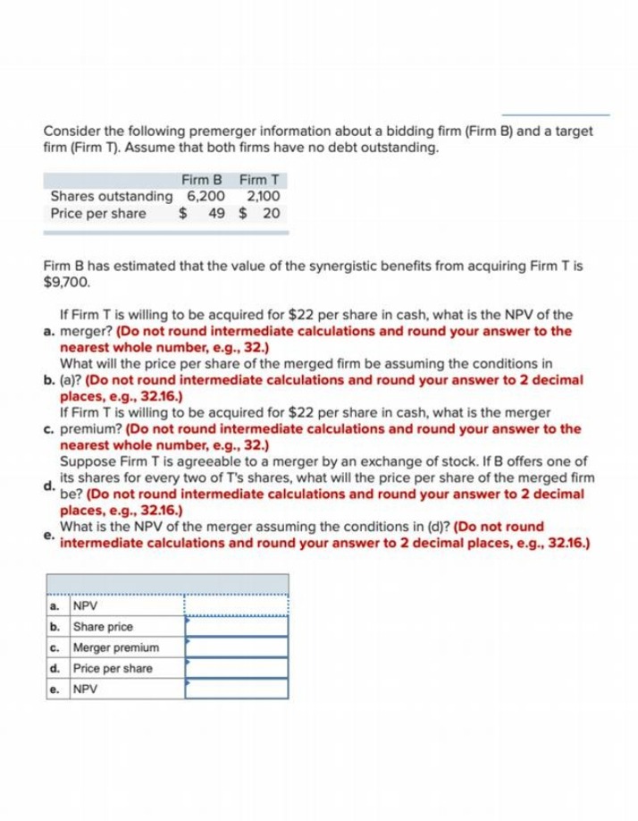 Practice Problems for Merger Analysis and NPV Calculation