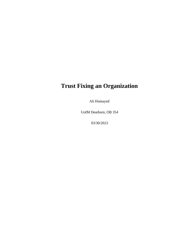 Building Trust and Fairness in Organizations