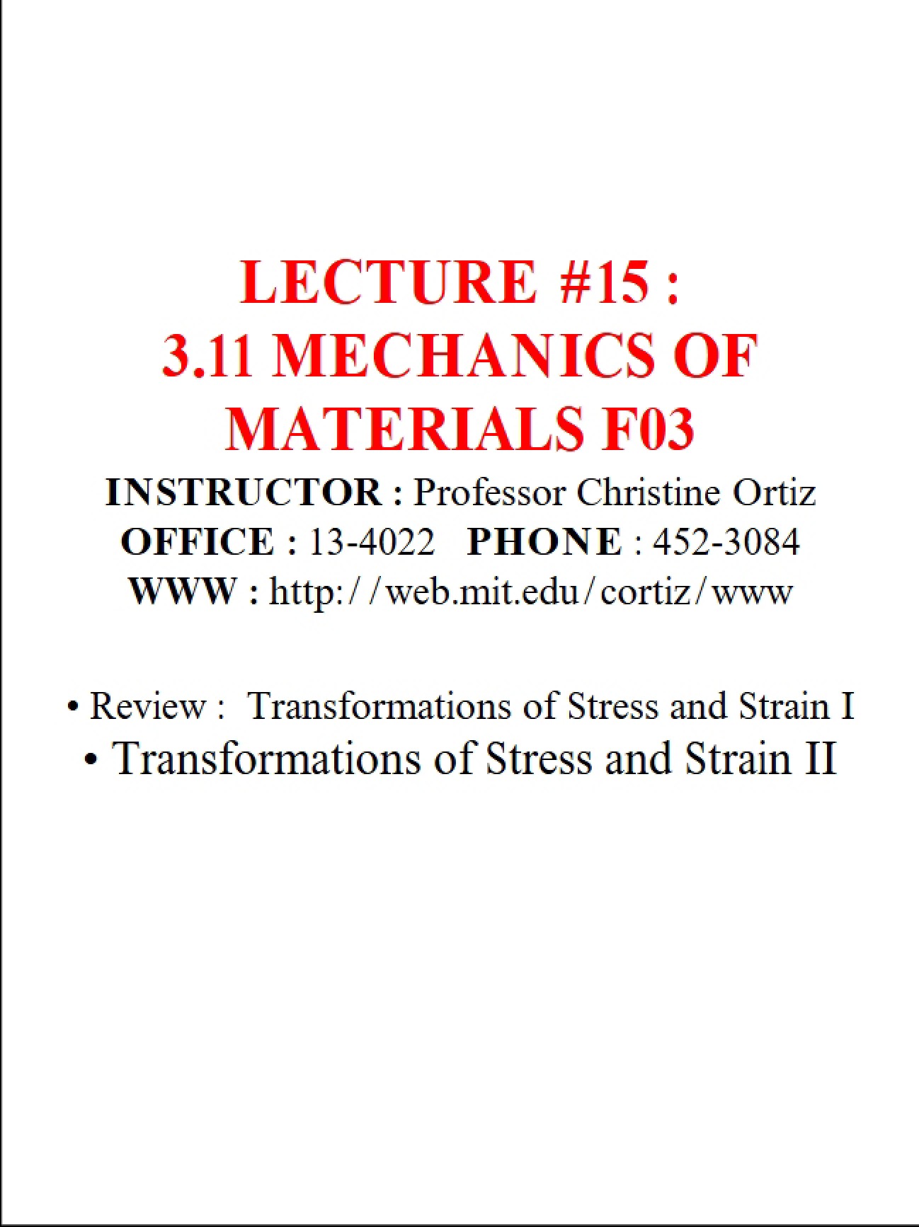 Stress and Strain Transformations