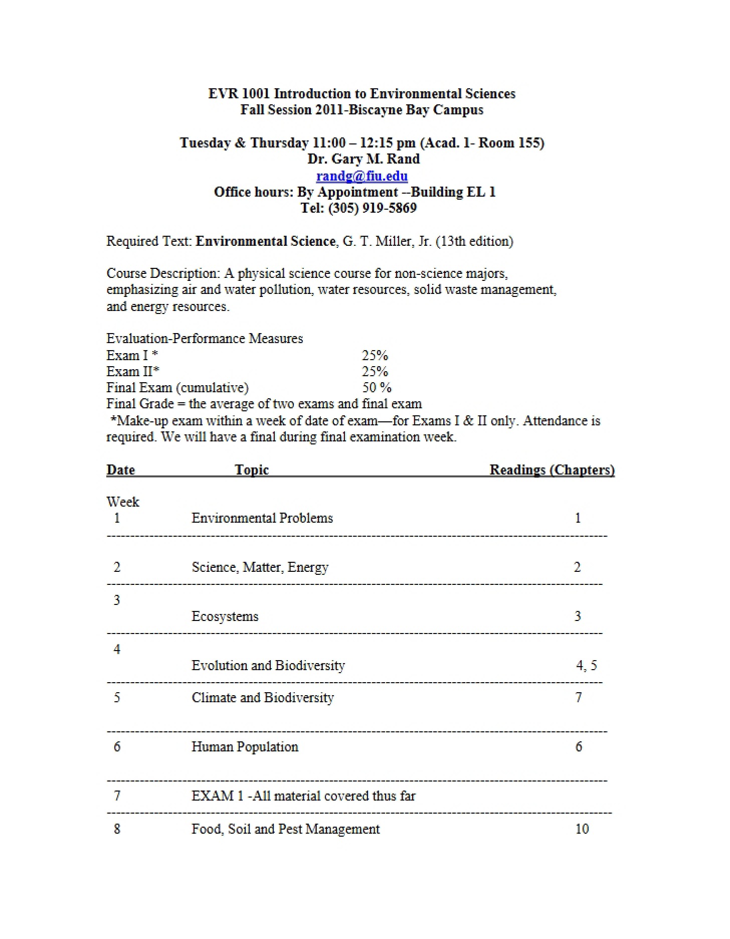 Class Syllabus