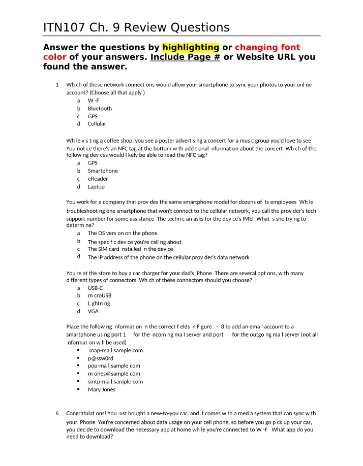 ITN107 - Chapter 9 Review Questions
