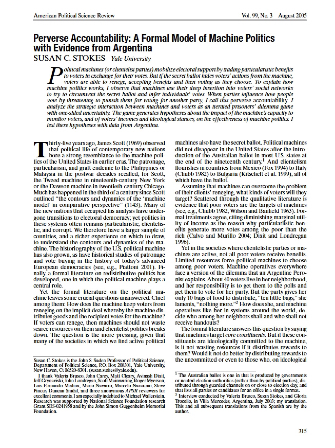 Clientelism and Political Corruption Study