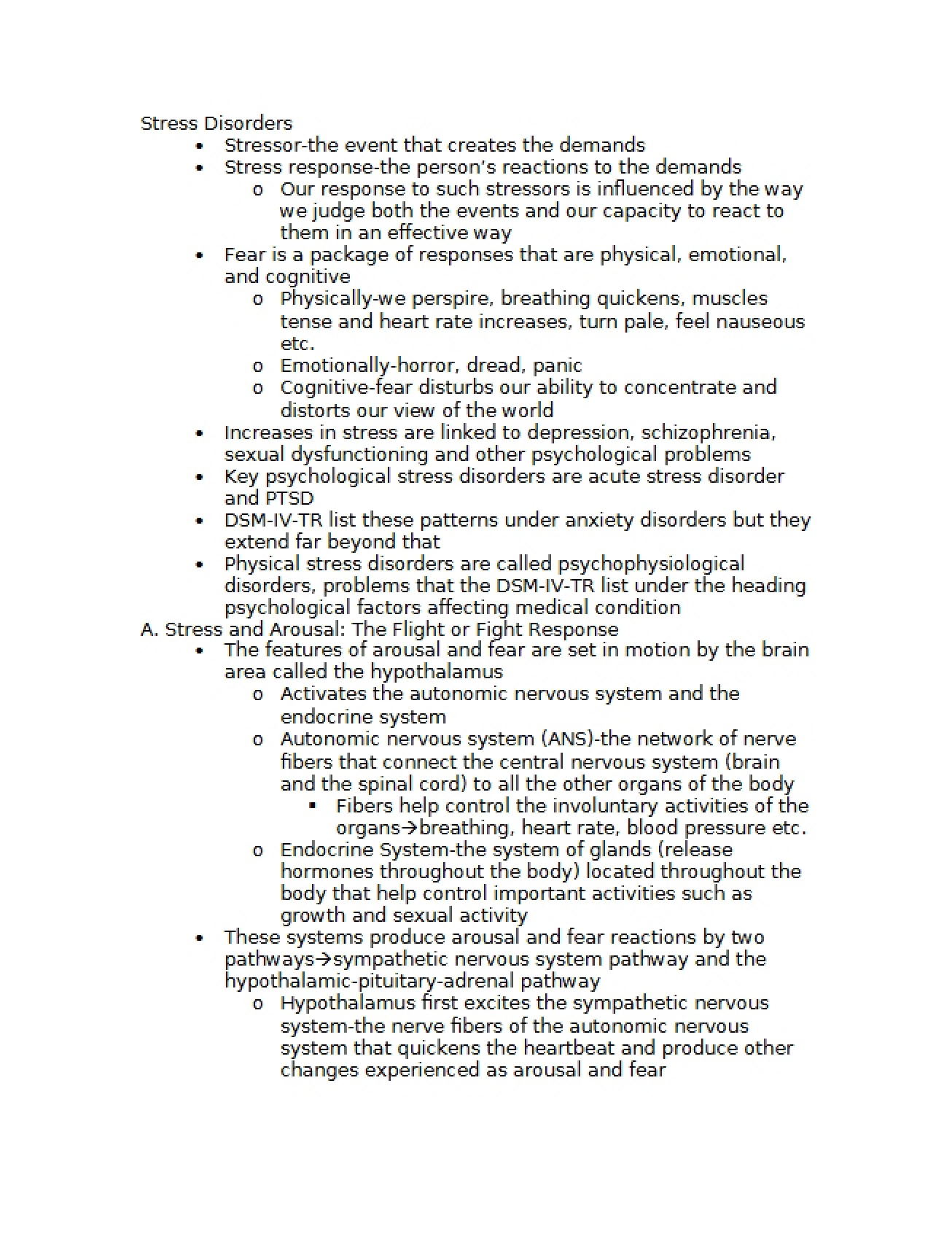 Disorders of Stress