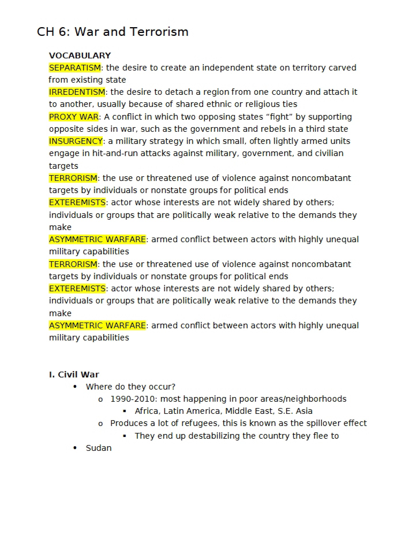 Terrorism and War - Chapter Six