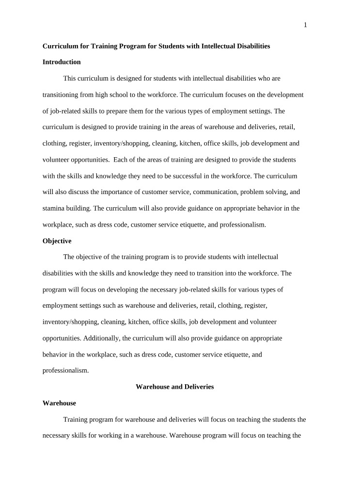 Transitioning Students with Intellectual Disabilities - A Curriculum