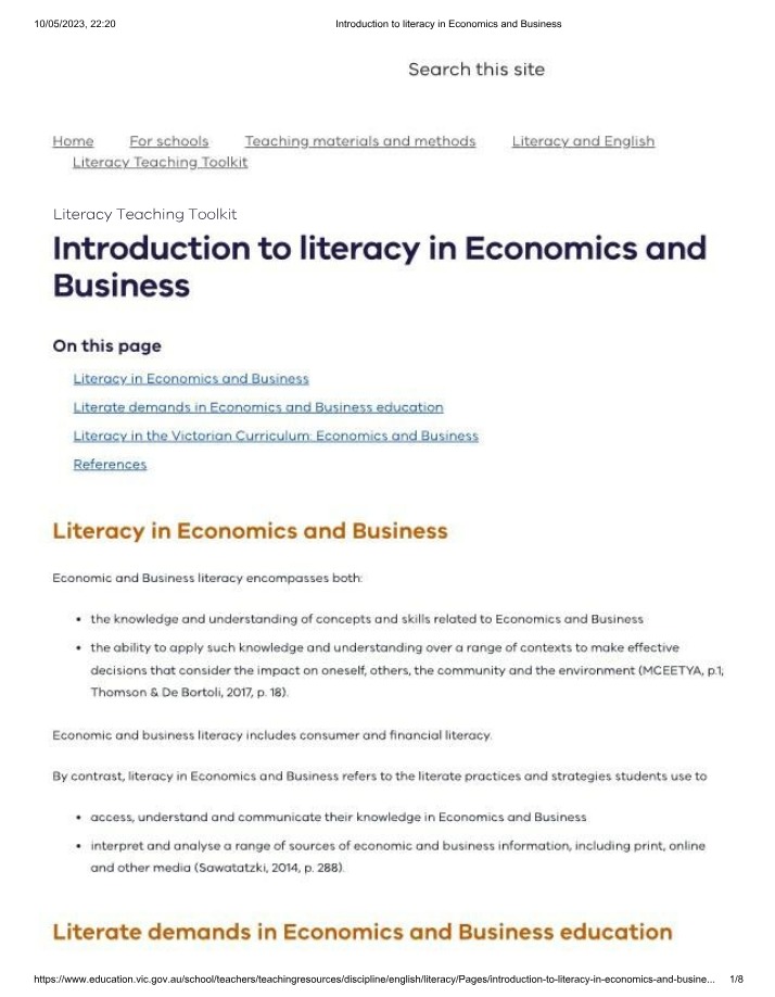 Introduction to Business and Economics Literacy