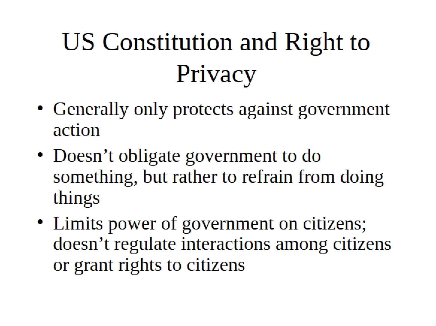 Right to Privacy and the US Constitution