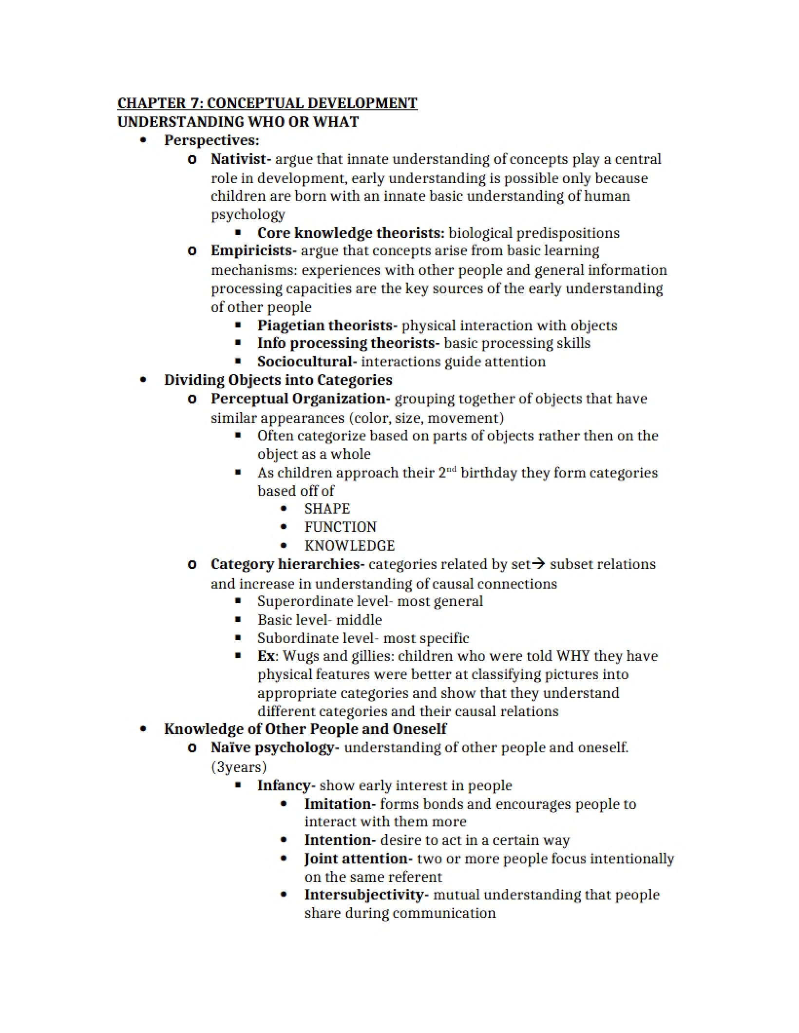 Development of Concepts Chapter Seven