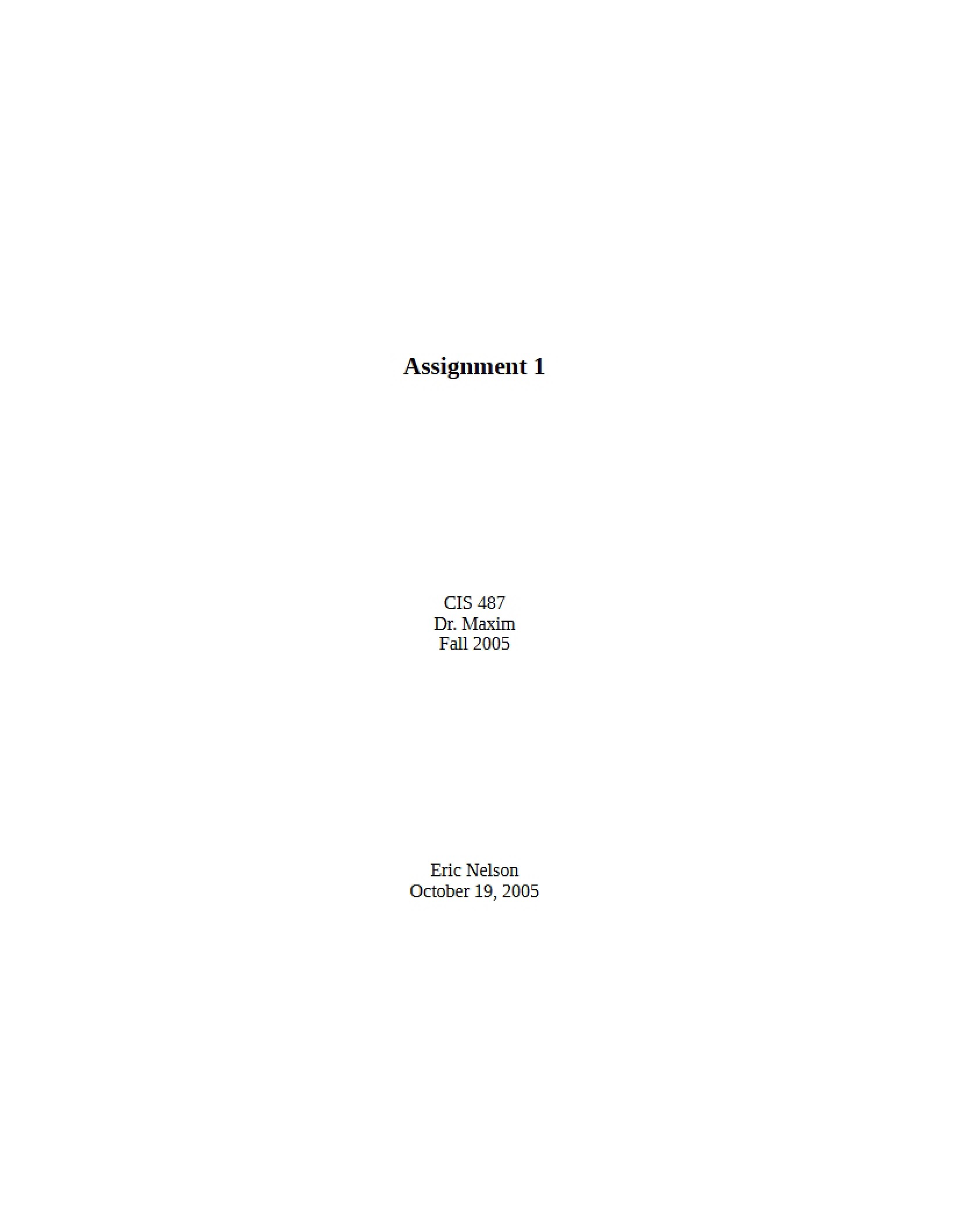 First Assignment