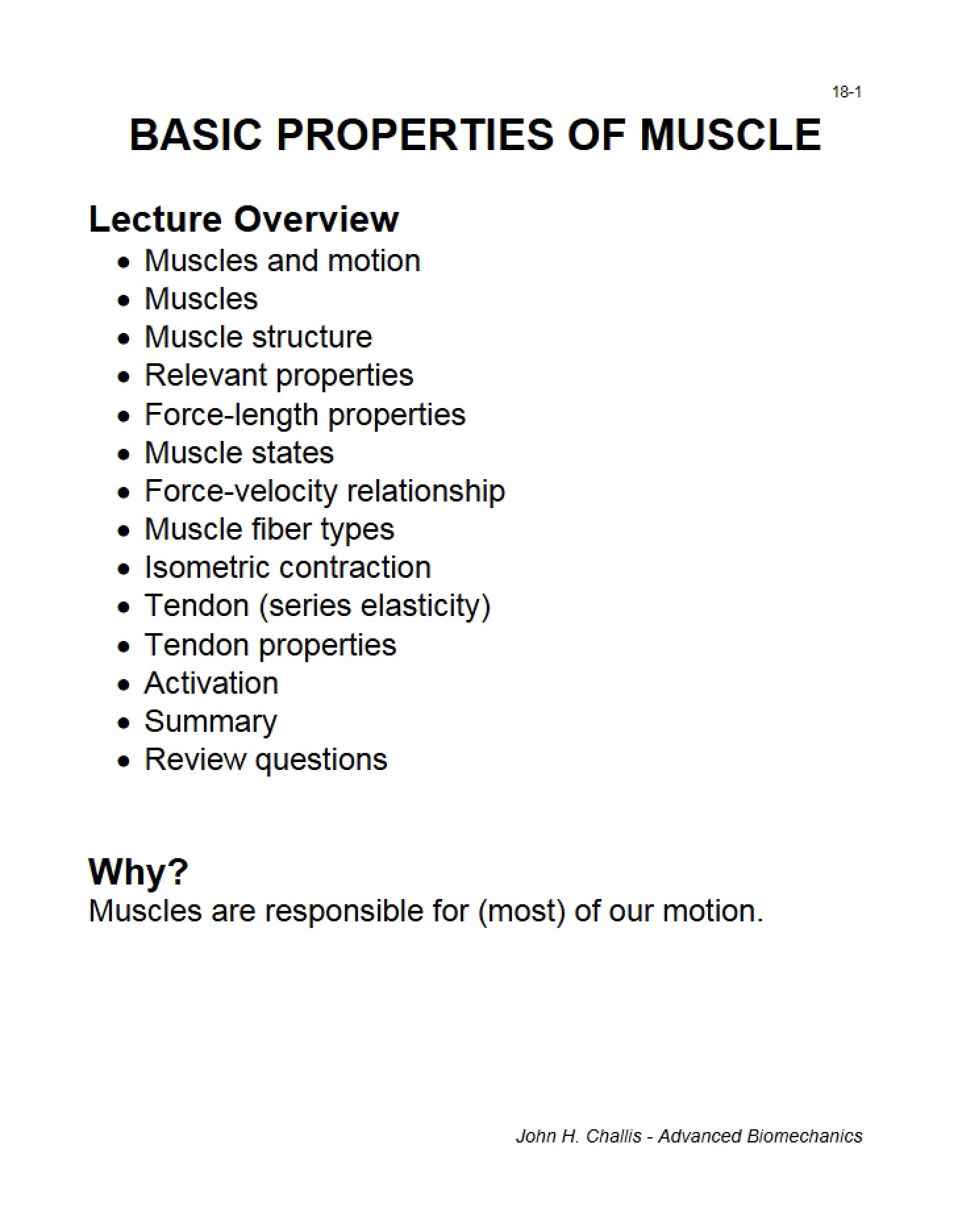 Muscle Properties Fundamentals