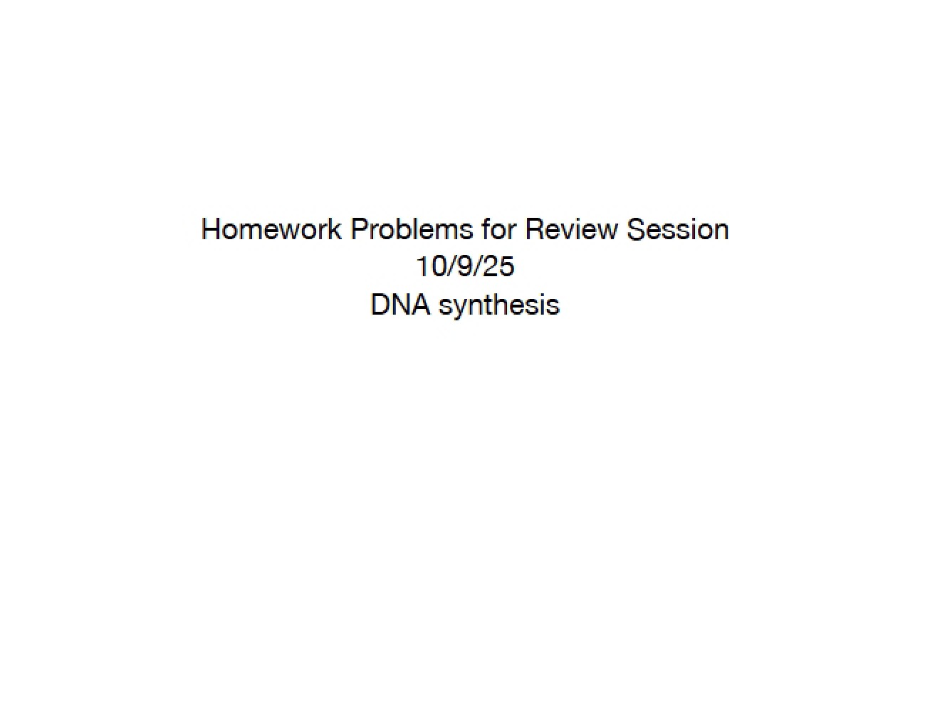 Review Session Problems