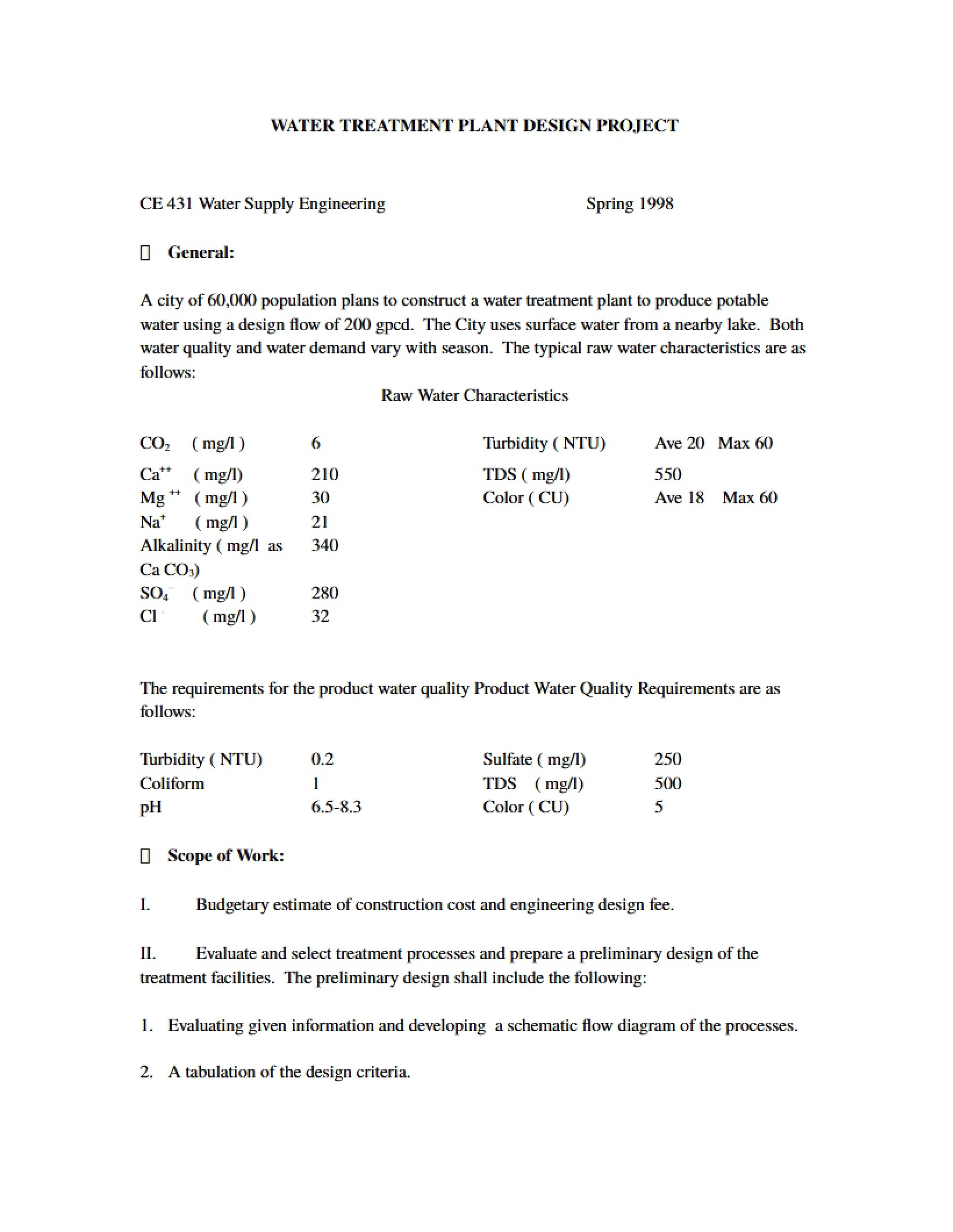 Design Project Water Treatment Plant