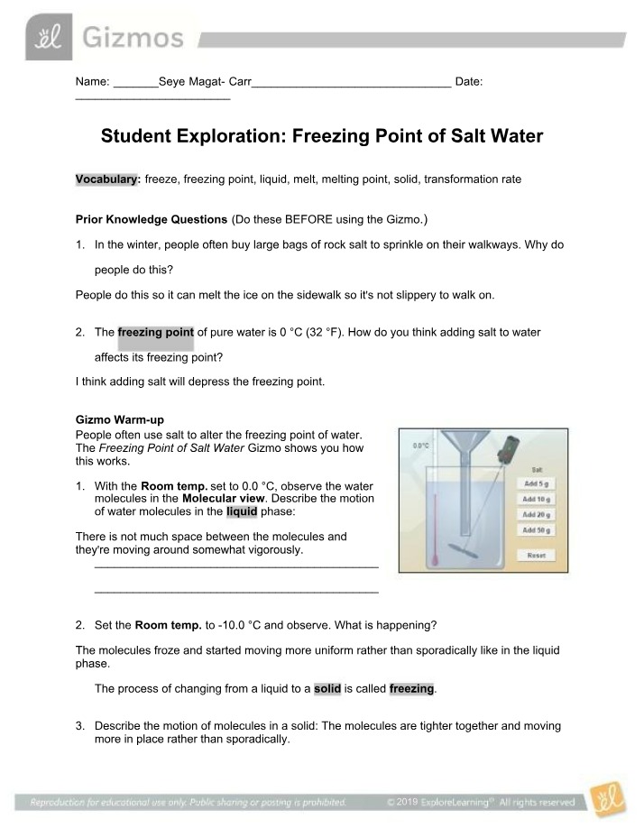 Freezing Point of Salt Water - Effects of Salt