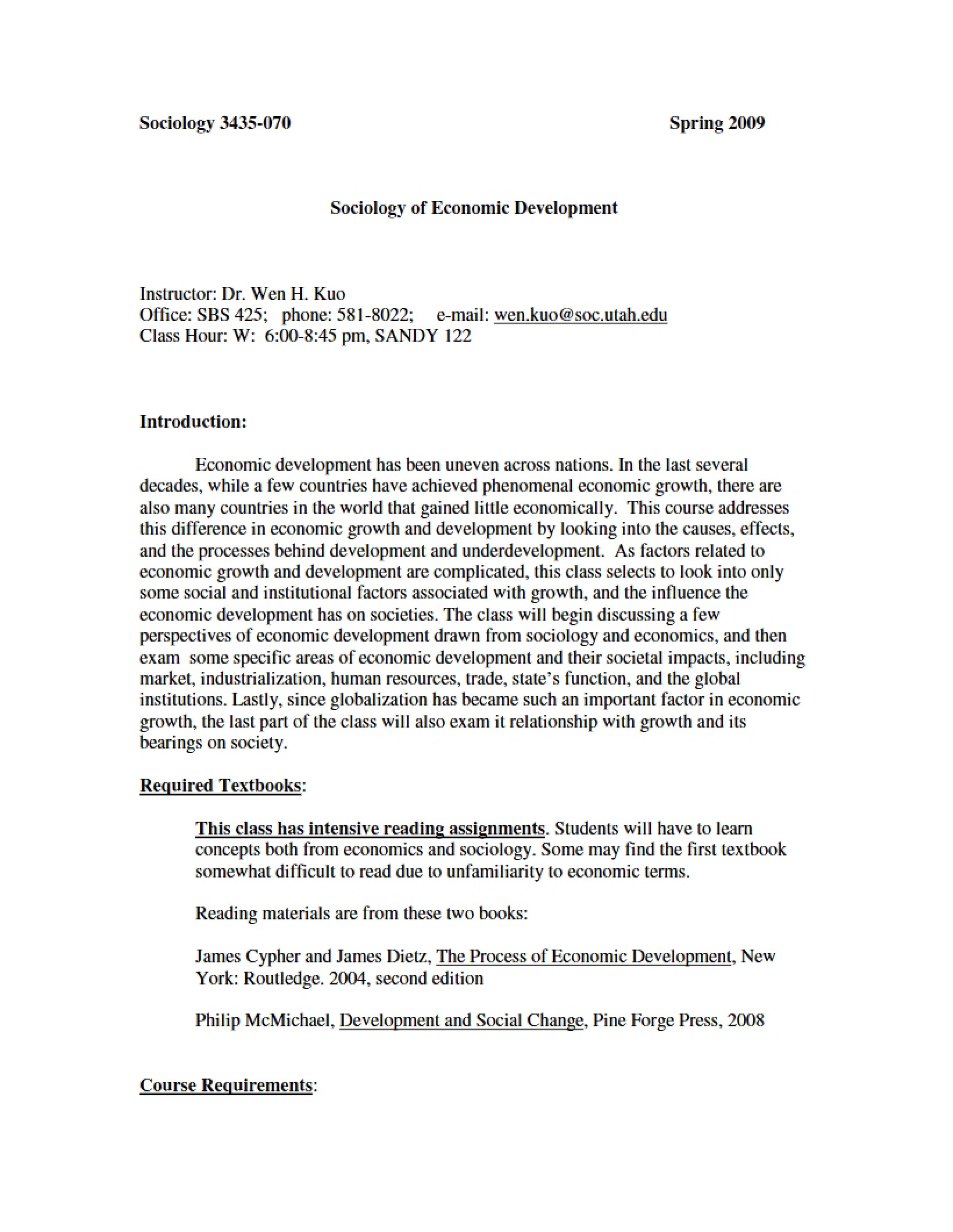 Inequality and Globalization Syllabus