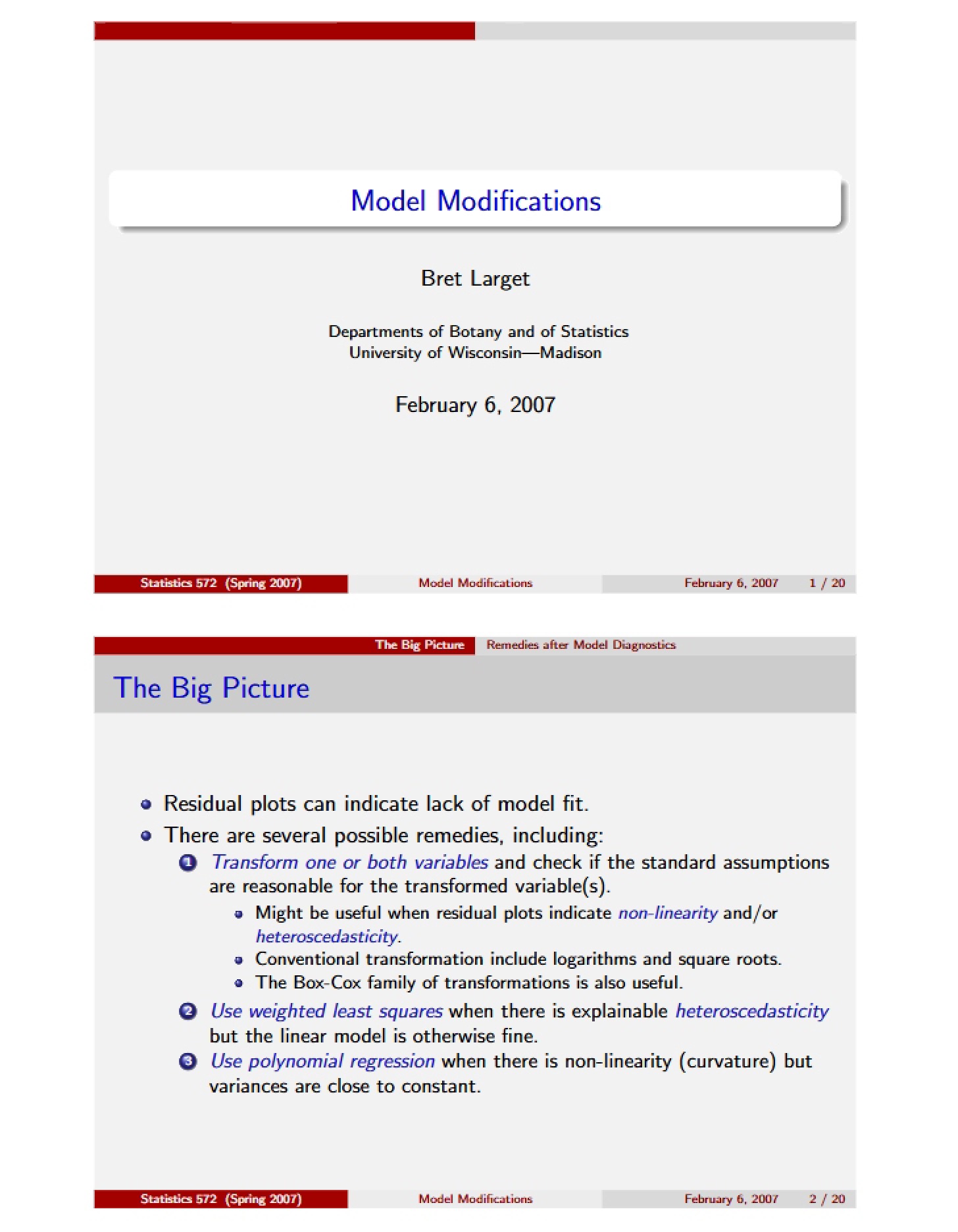 Handouts on Modifying Models