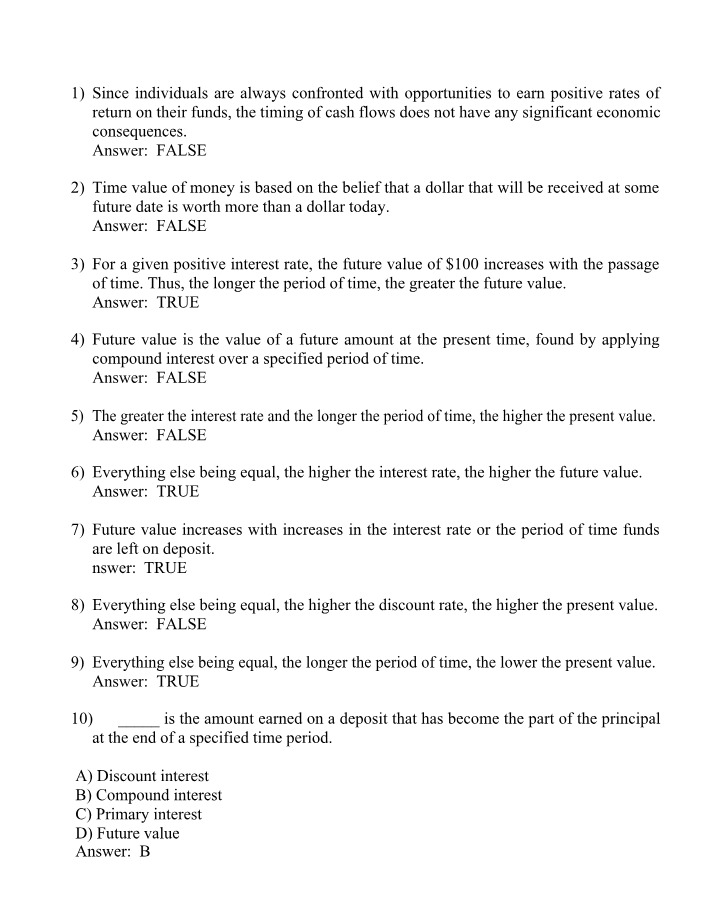 Key Concepts and Calculations for Time Value of Money