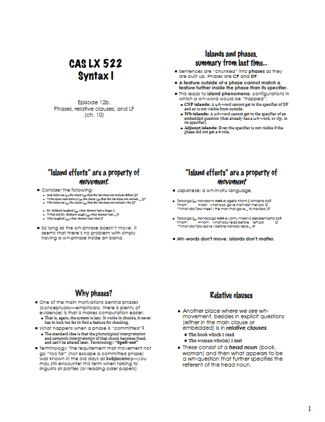 Syntax I Lecture Notes Part Eleven