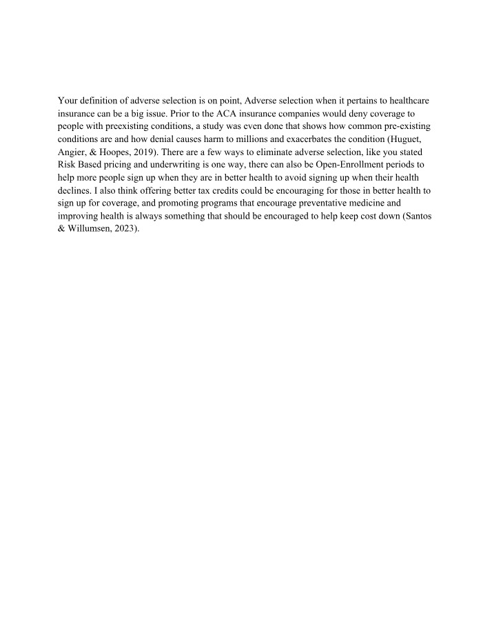 Adverse Selection within Healthcare Insurance