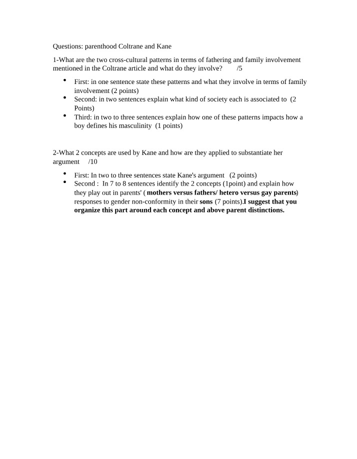 Questions on Cross-Cultural Patterns in Fathering and Family Involvement
