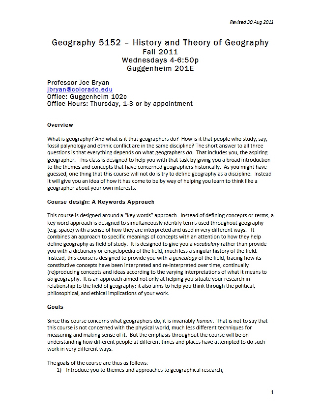 History and Theory of Geography Syllabus (Set 2)