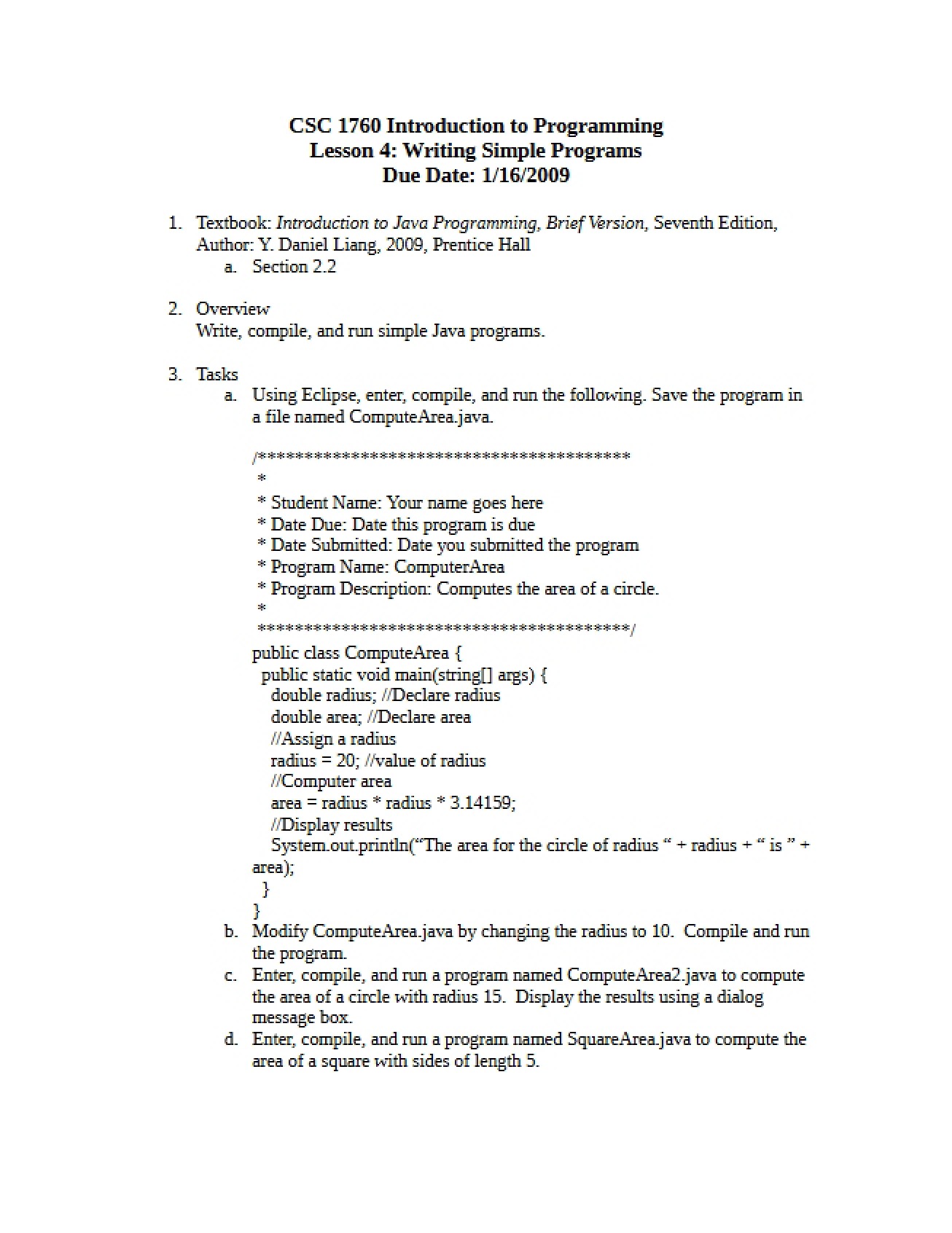 Simple Program Writing