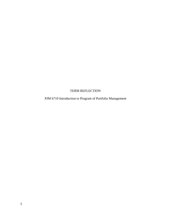 PJM6710 Term Reflection