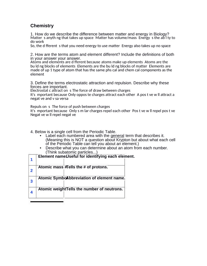 Chemistry for Biology