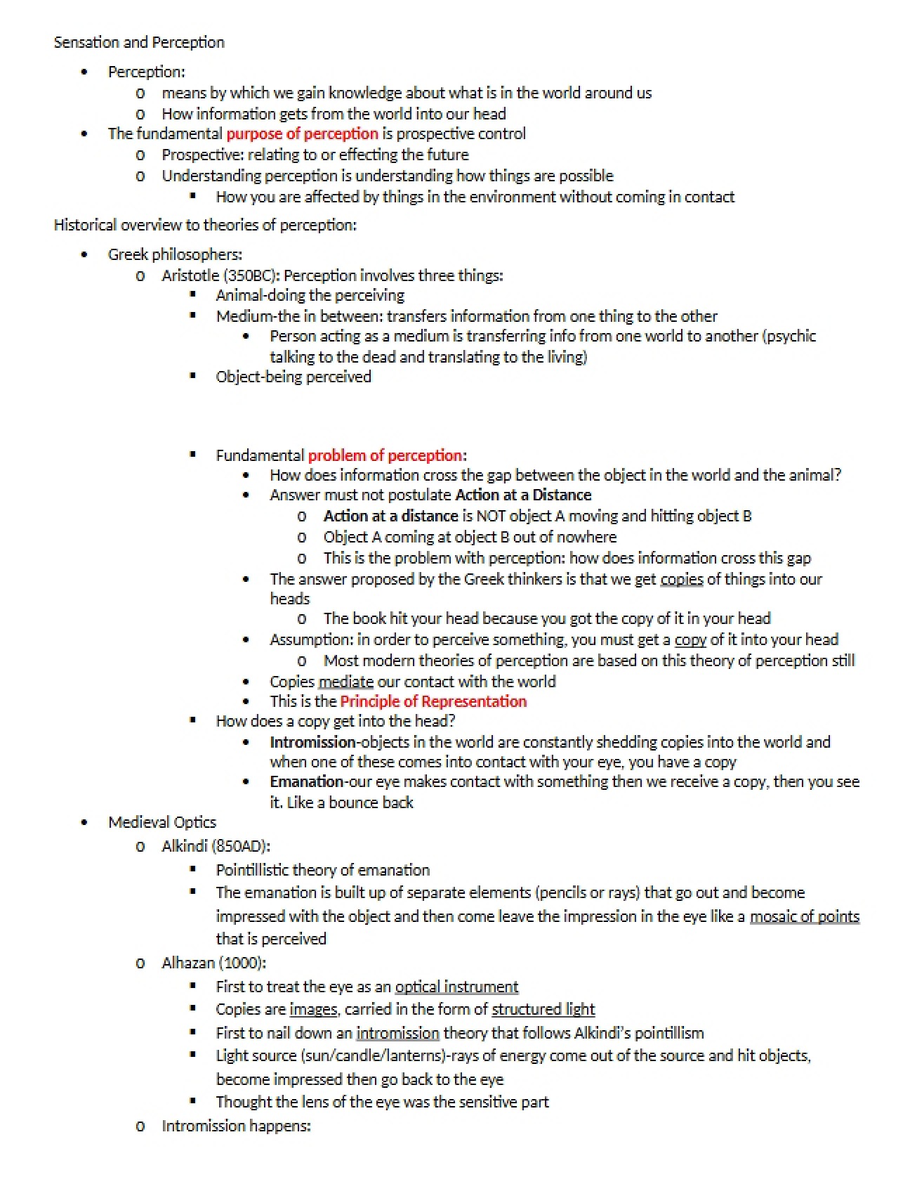 Perception and Sensation Overview