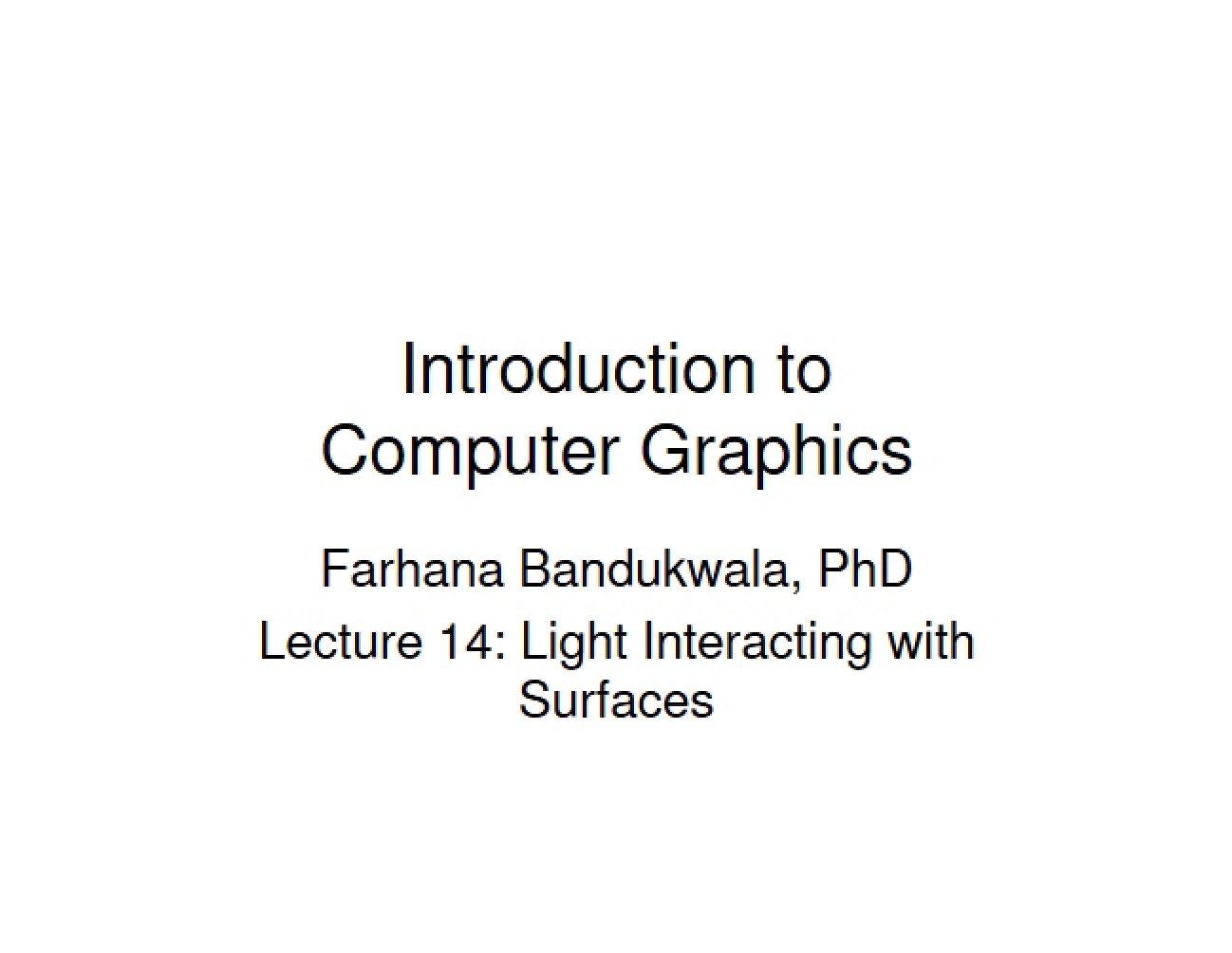Surface and Light Interaction