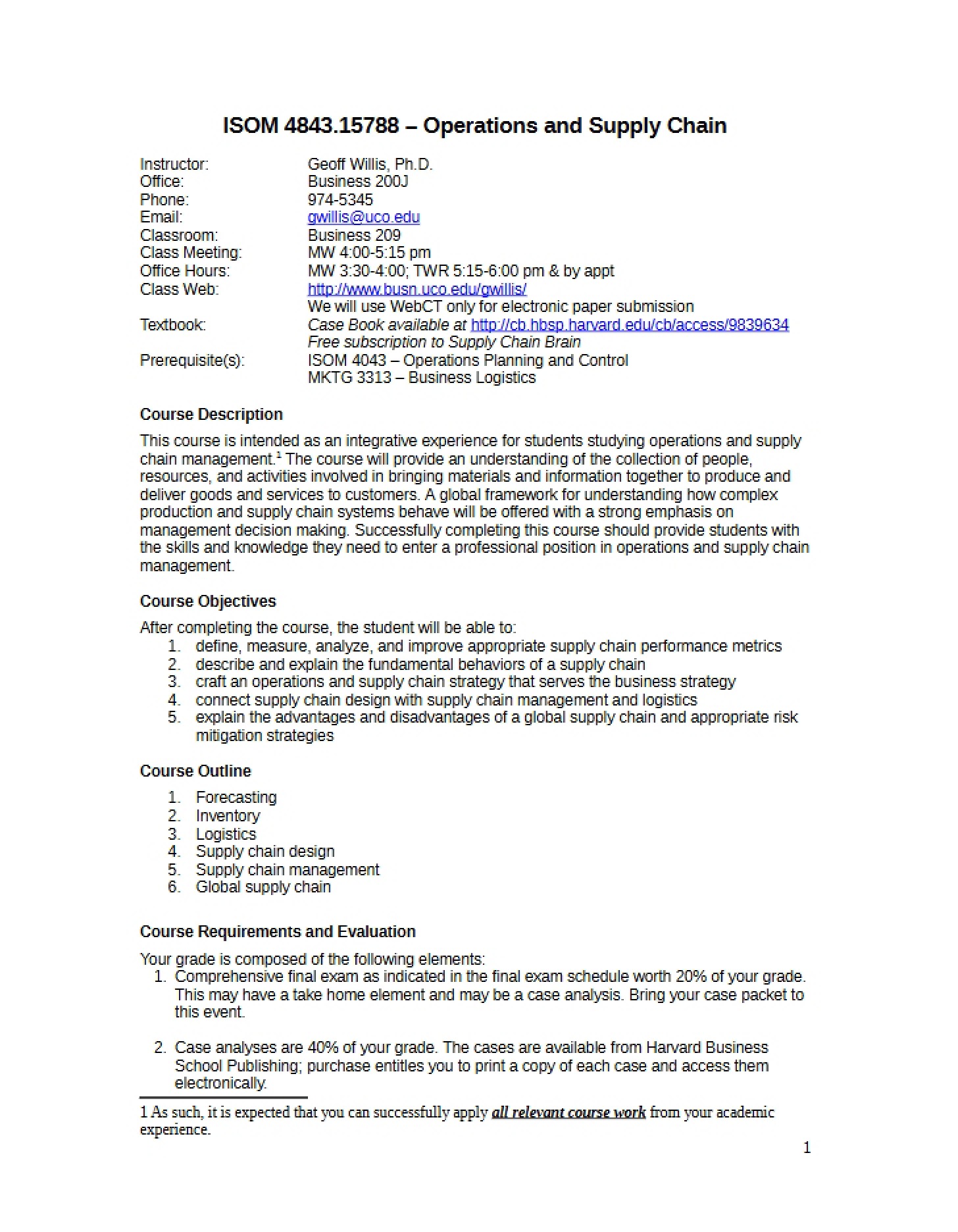 Class Syllabus