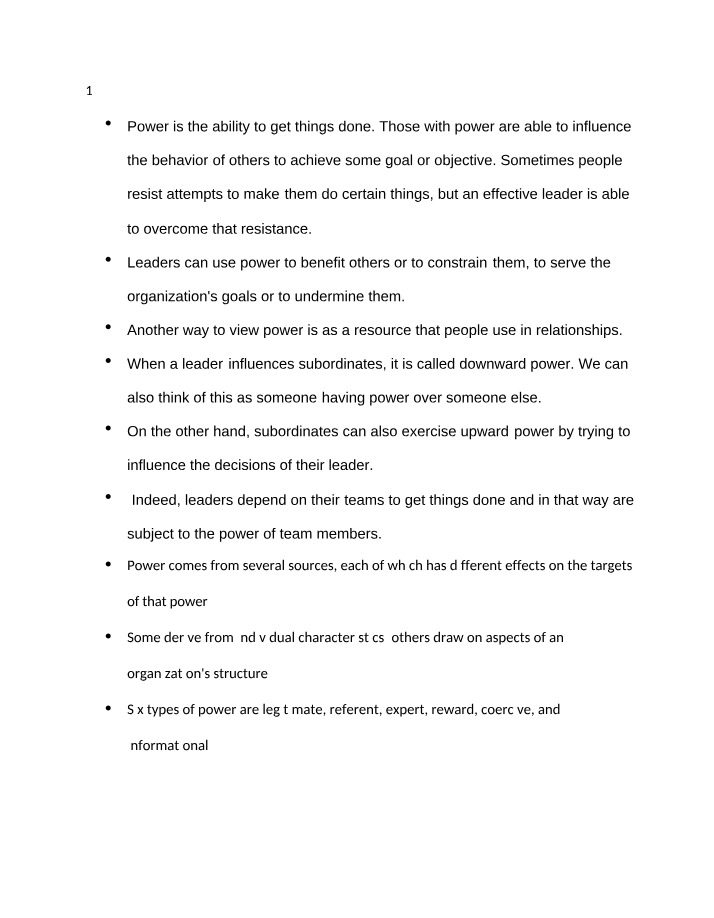 Power and Leadership - Study Notes