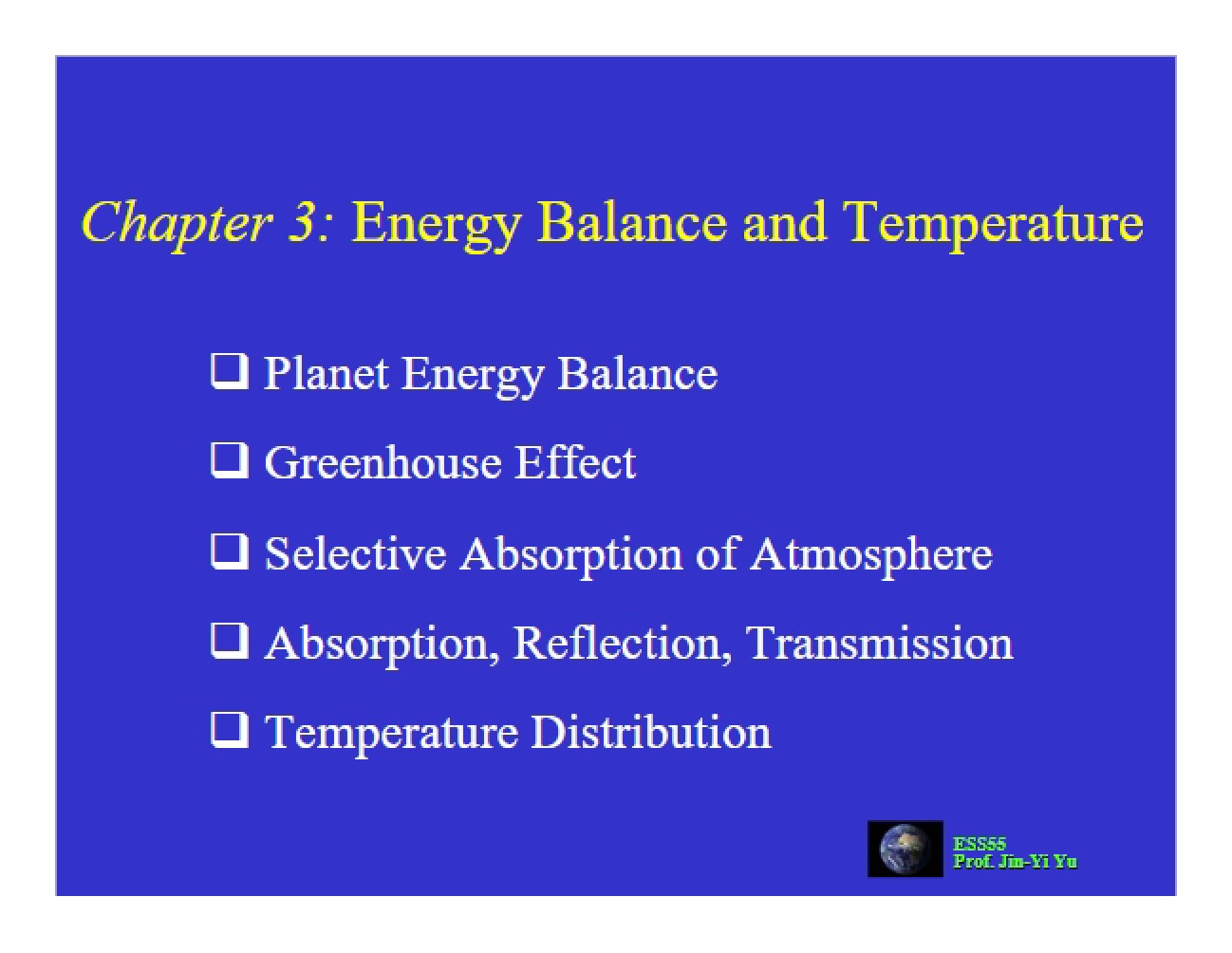 Temperature and Energy Balance