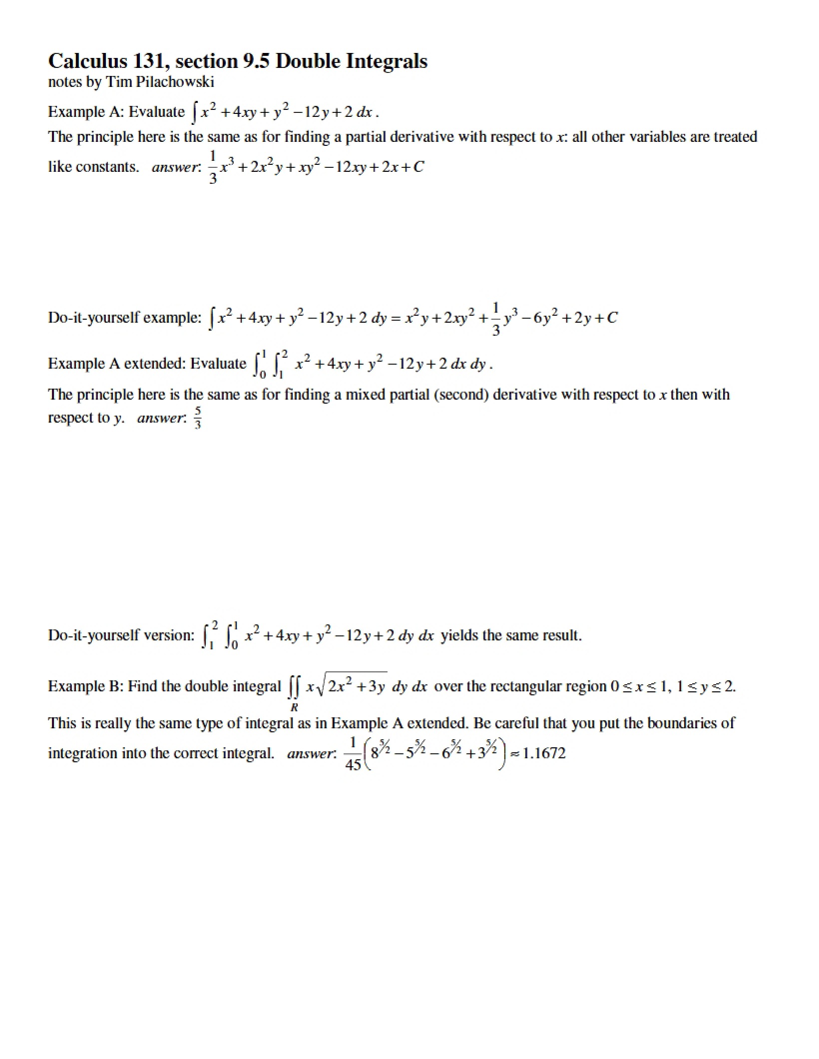 Integrals Double
