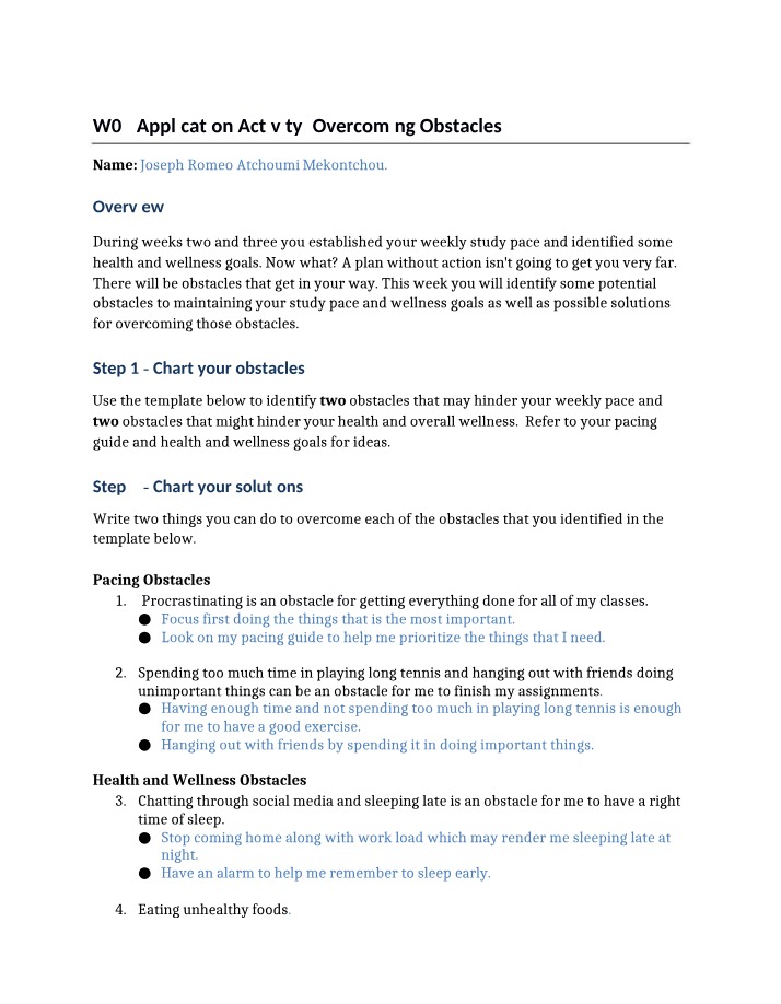 Overcoming Obstacles - W04 Application Activity
