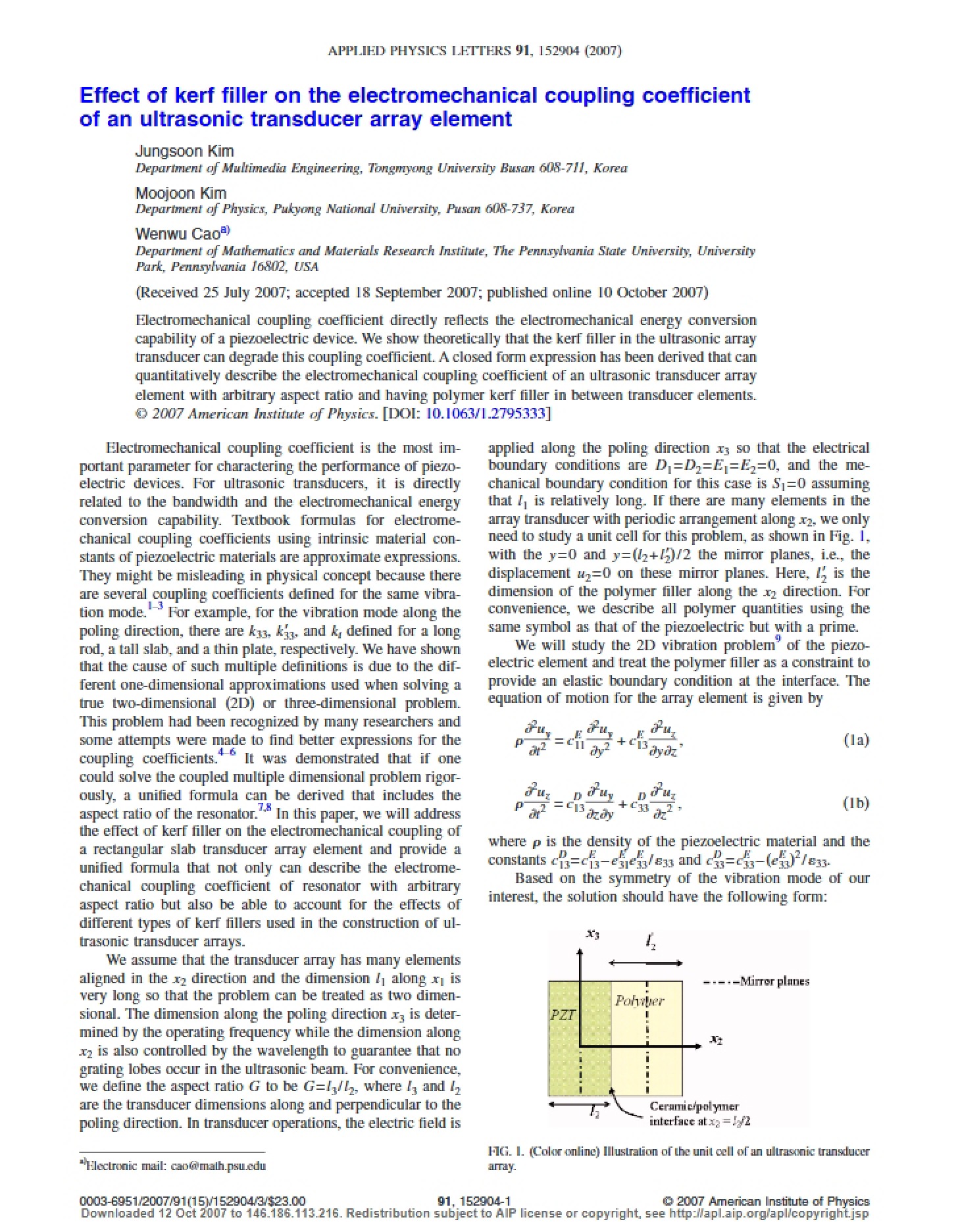 Element of an Ultrasonic Transducer Array